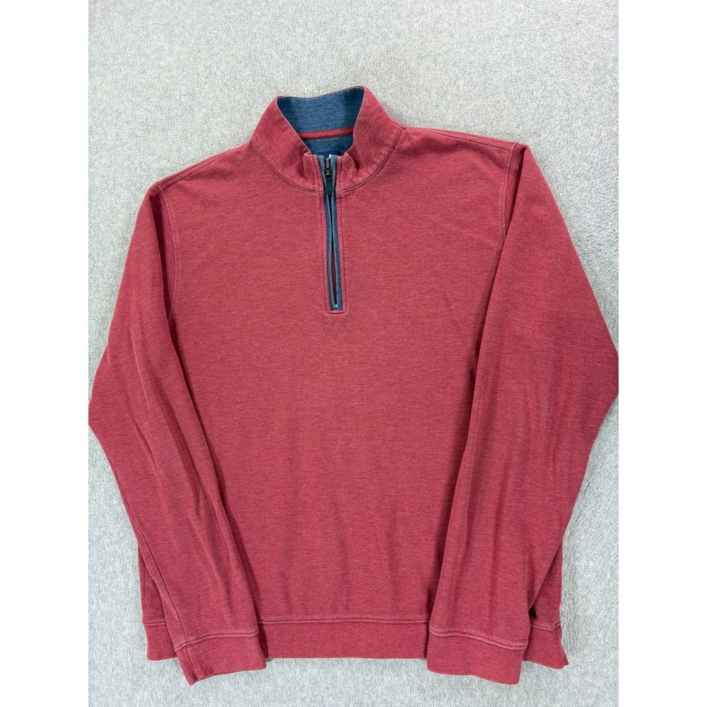 Johnnie-O 1/4 Zip Cotton Pullover Sweater (Men's XL) Red/Maroon